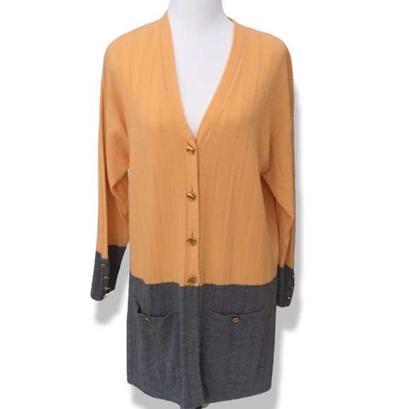 Vintage ESCADA Margaretha Ley wool cashmere angora colorblock cardigan
